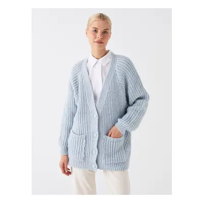 LC Waikiki V-nyakú sima hosszú ujjú Oversize női kötöttáru Cardigan