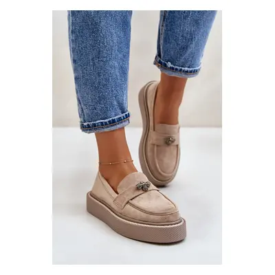 Women's platform moccasins beige erithine