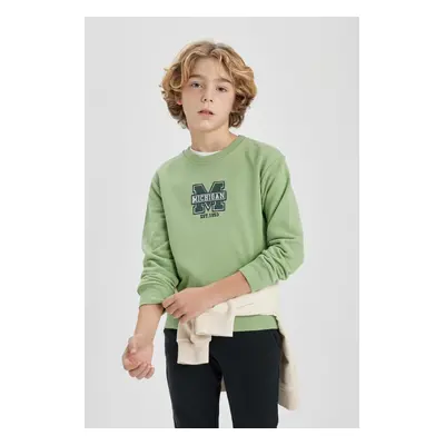 DEFACTO Boy Printed Crew Neck Thick Sweatshirt