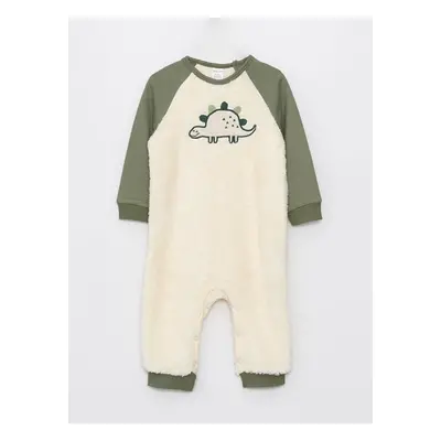 LC Waikiki LCW baby Crew Neck Long Sleeve Embroidery Detailed Plush Baby Boy Rompers