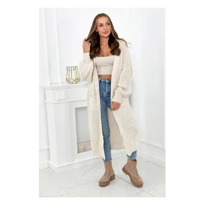 Long cardigan sweater beige