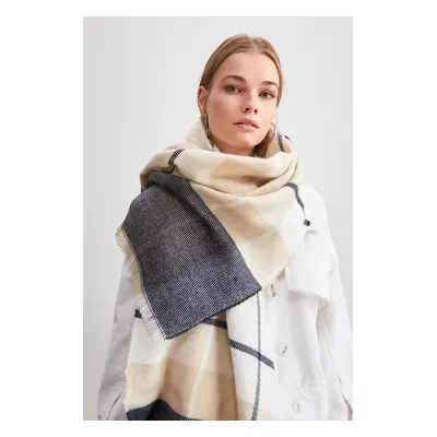 Trendyol Beige Checked Pattern Women's Soft-textured Scarf