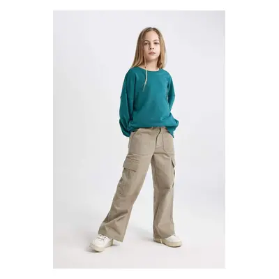 DEFACTO Girl Cargo Wide Leg Cotton Trousers