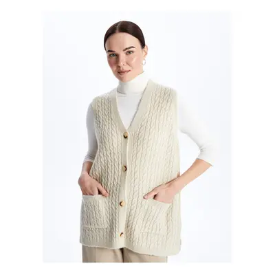 LC Waikiki V-Neck Self-Patterned Women's Knitwear Vest