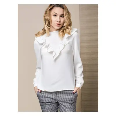 Lola blouse with frills at the front white