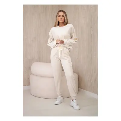 Velour set sweatshirt + trousers light beige