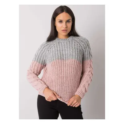 Grey-pink women's knitted sweater Bergerac RUE PARIS