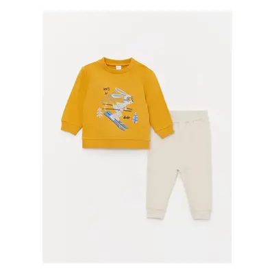 LC Waikiki Crew Neck Long Sleeve Printed Baby Boy Sweatshirt and Tracksuit Bottom 2-Piece Set