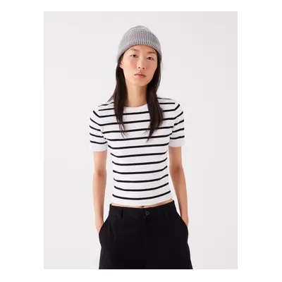 LC Waikiki Crew Neck Striped Short Sleeve Women's Knitwear Sweater