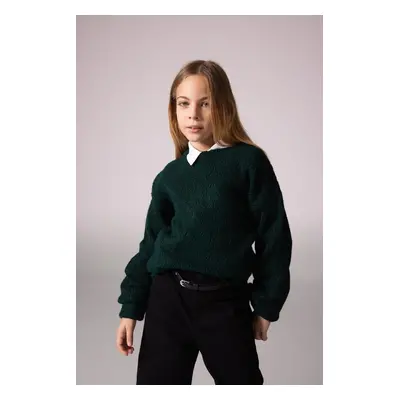 DEFACTO Girl's Crew Neck Knitwear Sweater