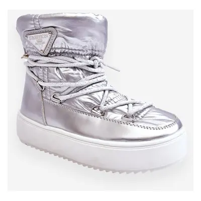 Warm lace-up snow boots silver Colina