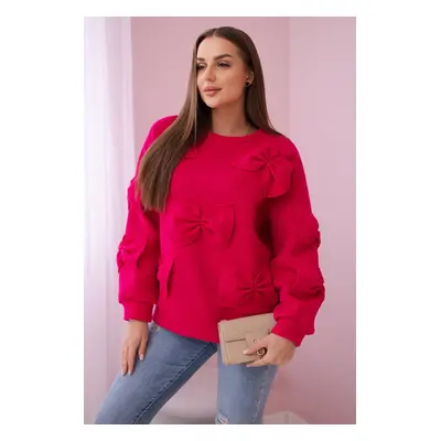 Insulated sweatshirt with fuchsia-colored decorative bows