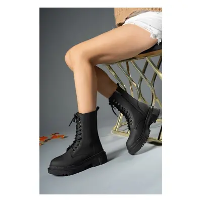 Riccon Extra Matte Black Women's Combat Boots