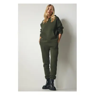 Happiness İstanbul Women's Khaki Hooded Tracksuit Set