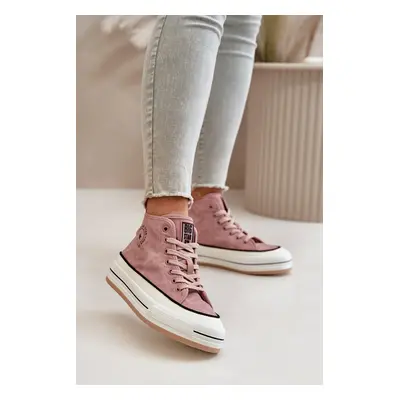 Insulated women's sneakers on the eco leather platform Big Star pink