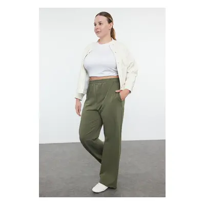 Trendyol Curve Khaki Wide Cut Thin Knitted Sweatpants