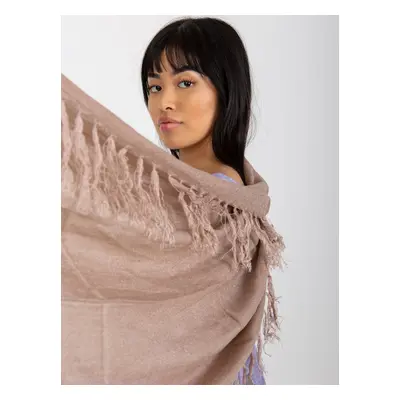 Women's dark beige long scarf with fringes