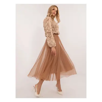 Brown flared skirt with elastic waistband