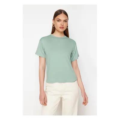 Trendyol Mint Viscose Short Sleeve Crew Neck Knitted T-Shirt