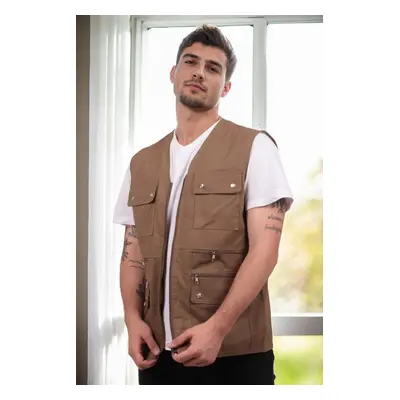 94105 Dewberry Multi-Pocket Mens Vest-COFFEE