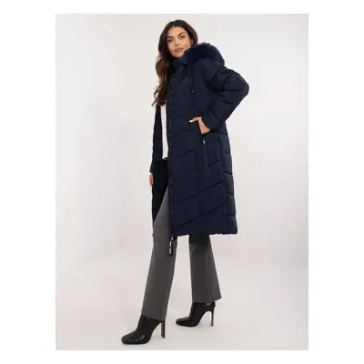 Dark blue long winter jacket