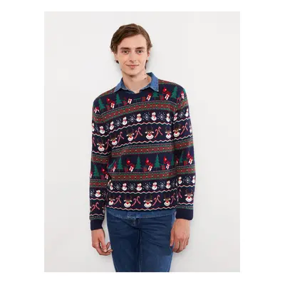 LC Waikiki Men's Crew Neck Long Sleeve Christmas Theme Knitwear Sweater