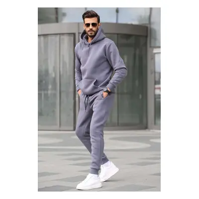 Madmext Smoked Hooded Basic Tracksuit Set