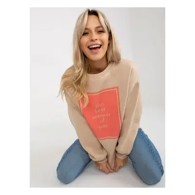 Beige oversize sweatshirt with print