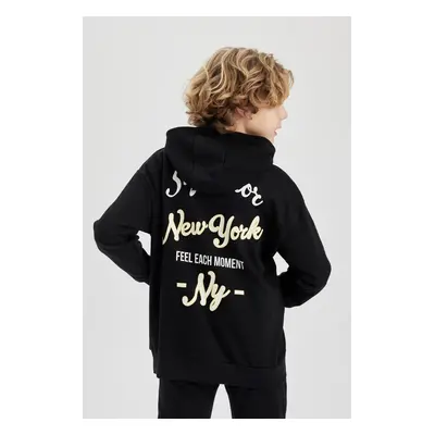 DEFACTO Boy&#39;s Oversize Fit Hooded Back Printed Sweatshirt