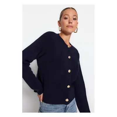 Trendyol Navy Blue puha textúrájú kiegészítő kötöttáru Cardigan