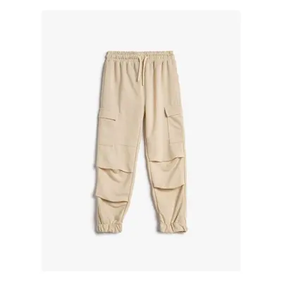 Koton Cargo Sweatpants with Layer Details Side Pockets with Tie Waist.