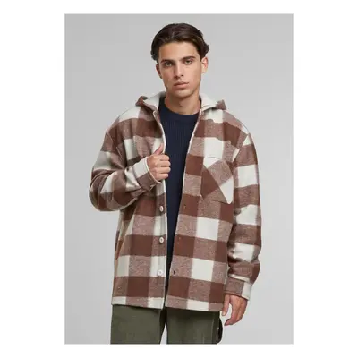 Big Check Hooded Shirt Jacket White Sand/Brown