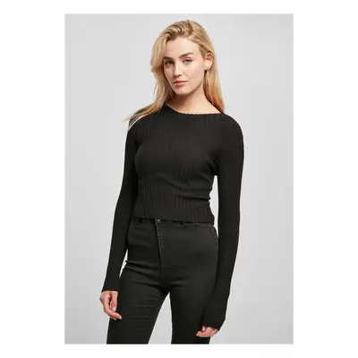 Women's sweater with short rib knit - black