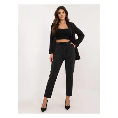 Black women's trousers with appliqué