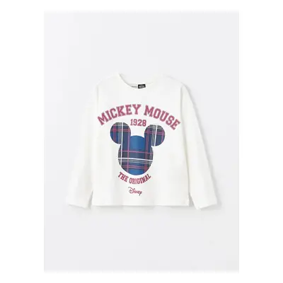 LC Waikiki LCW Kids Crew Neck Mickey Mouse Printed Long Sleeve Girls T-Shirt