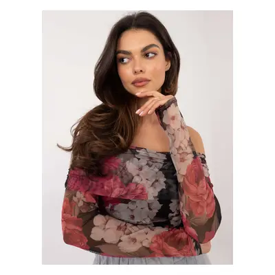 Black and pink Spanish blouse with flowers