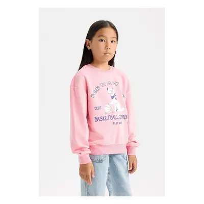 DEFACTO Girl Relax Fit Crew Neck Printed Sweatshirt