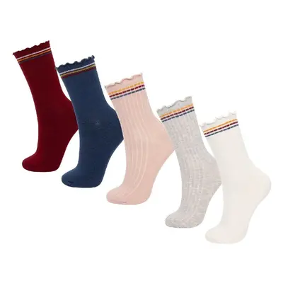 DEFACTO Women's Comfortable Elastic 5-Pack Cotton Long Socks