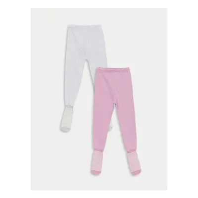 LC Waikiki Baby Girl With Elastic Waist Socked Pants 2-Pack