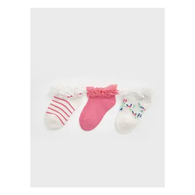 LC Waikiki 3-Piece Patterned Baby Girl Booties Socks