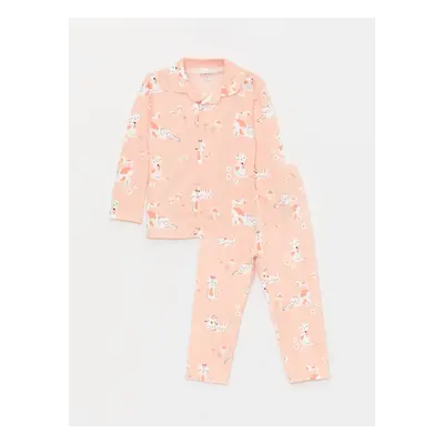 LC Waikiki Shirt Collar Long Sleeve Printed Baby Girl Pajama Set