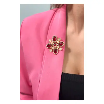 Floral brooch red