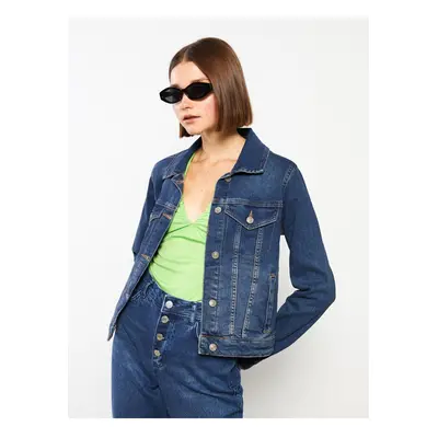 LC Waikiki Shirt Collar Plain Long Sleeve Women's Jean Jacket