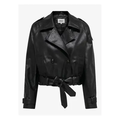 Women's black faux leather jacket ONLY Vera - Women