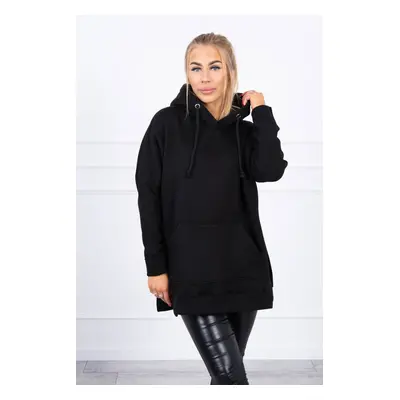 Insulated sweatshirt with slits on the sides black