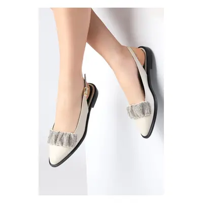 Mio Gusto Aisha Women's Beige Flat Shoes with Flat Shoes.