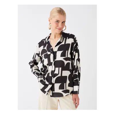 LC Waikiki Patterned Long Sleeve Oversize Women's Shirt