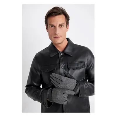 DEFACTO Men's Faux Leather Gloves