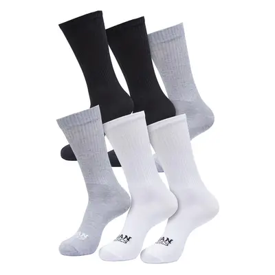 Basic socks 6-pack black+black+white+white+grey melange+grey melange