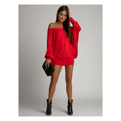 Fashionable basic red bat dress